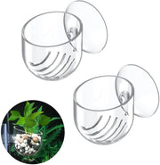 Due contenitori di pianta in plastica trasparente per acquario con presa magnetica, inclusi vermi di terra per Aquascape decor.