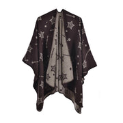 Sciarpa jacquard da donna, mantello alla moda con spacco, mantello