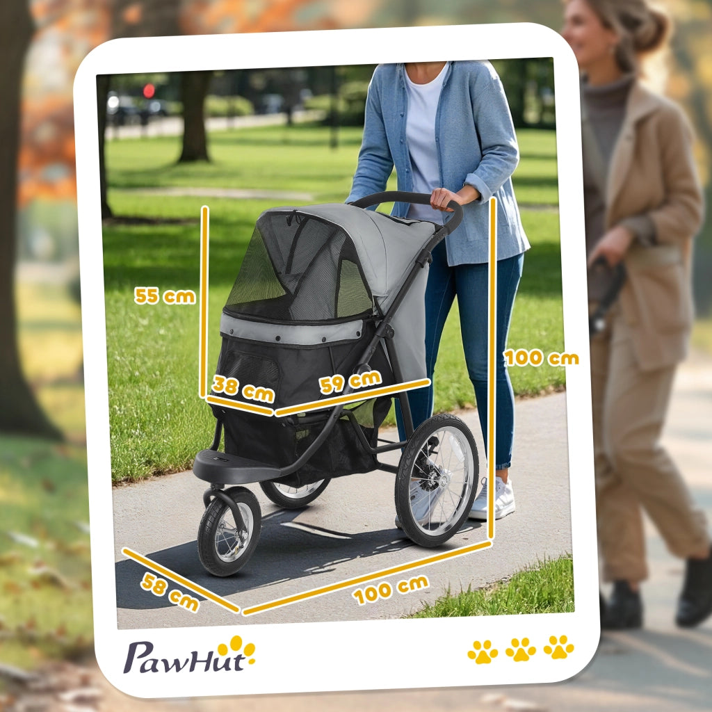 Passeggino per Cani Pieghevole ¨C Xylo ¨C Con Cestino, Cuscino Lavabile, Ruote Gomma, Grigio