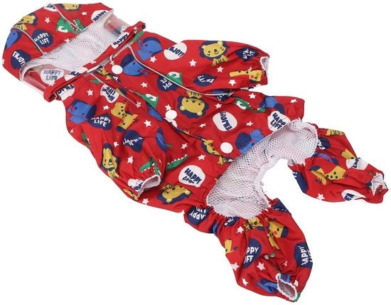 Impermeabile Cappotto per Cani - Cappotto per Cani con Cappuccio - Disegno Riflettente - 4 Zampe - Tasca Porta Comfort - Adatto per la Maggiore Parte dei Cani