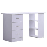 SCRIVANIA MODERNA CON 3 CASSETTI E RIPIANI IN LEGNO BIANCO 120X49X72CM