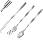 Set di Cucina Telescopico a 3 Pezzi in Acciaio Inossidabile con Forchetta, Colino e Cucchiaio