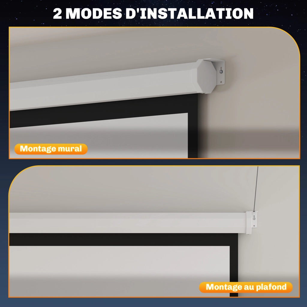 Schermo proiezione 85 pollici 4K HD elettrico ¨C Minimal ¨C montaggio a parete o a soffitto con telecomando