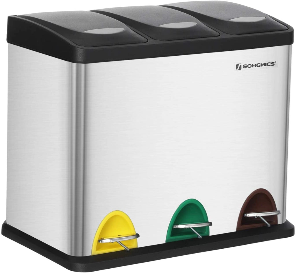 Pattumiera VALORA con 3 contenitori rimovibili, argento LTB24L