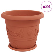 Fioriere | Cassetta per fiori | Vasi per Piante 24 pz Rosso Mattone ? 34 x 28 cm Plastica