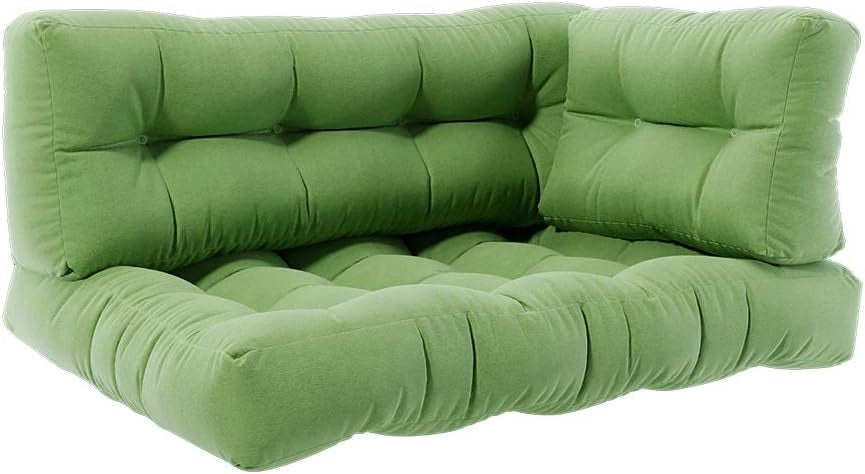 Set di cuscini per pallet "Flocken", Verde, 120 x 80 cm 3 parti, per l’imbottitura di sedute e schienali su pallet europallet