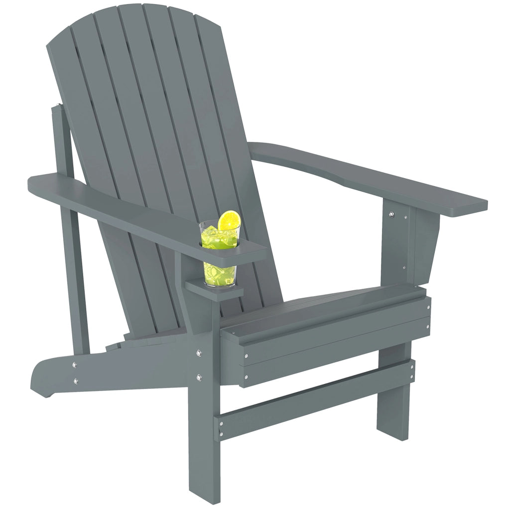Sedia Adirondack da giardino con portabicchieri ¨C zephmum ¨C massello grigio scuro 95x72x93 cm