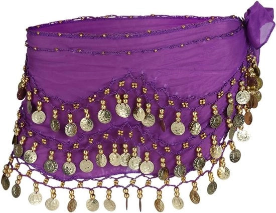 Vestito da Danza per Donna - Chiffon con Monete d'Oro - Abito da Danza con 3 Righi di 128 Monete.