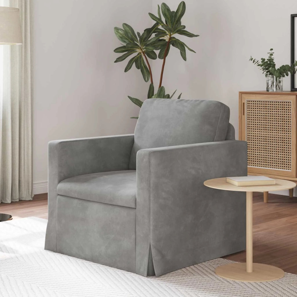 Divano Grigio chiaro 78 x 78 x 80 cm Velluto