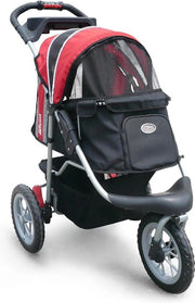 Carriolo per animali domestici pieghevole a due colori, rosso e nero, per cani e gatti - IPS-075 comfort EFA Buggy - Carriolo per cani