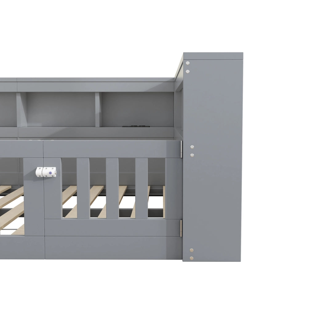 LETTO 140x190 cm Grigio in pannello truciolare con presa e USB