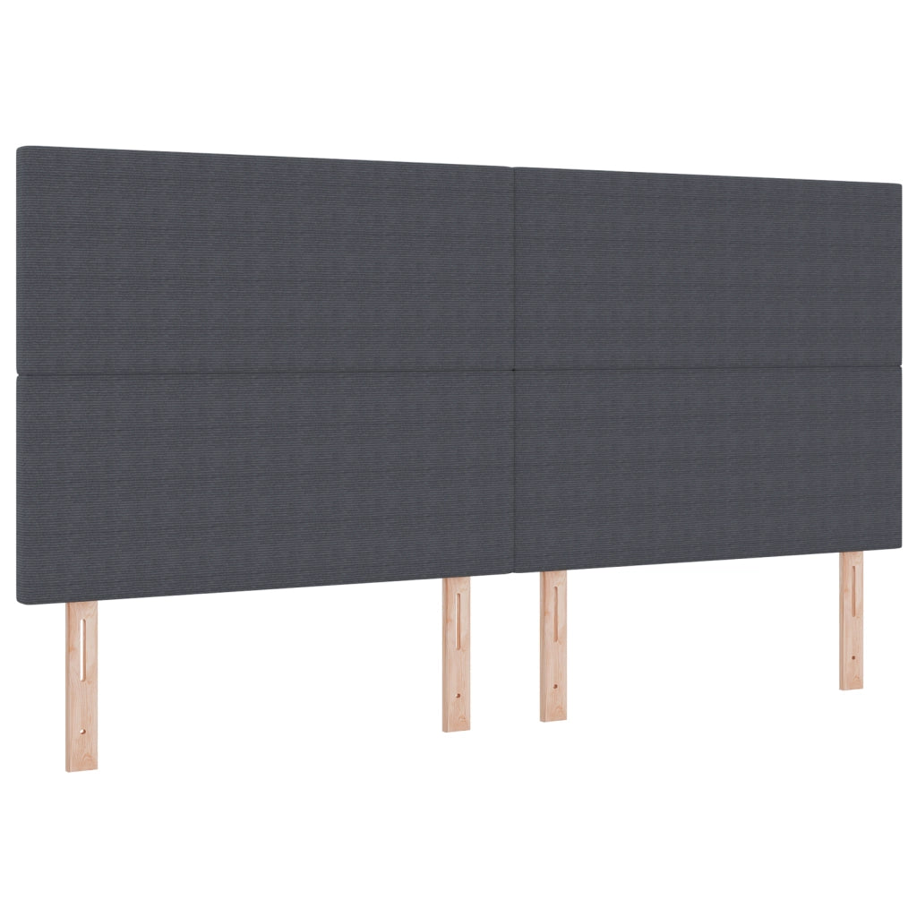 Letto con Box Spring e Materasso Grigio Scuro 200x200 cm Tessuto a Coste