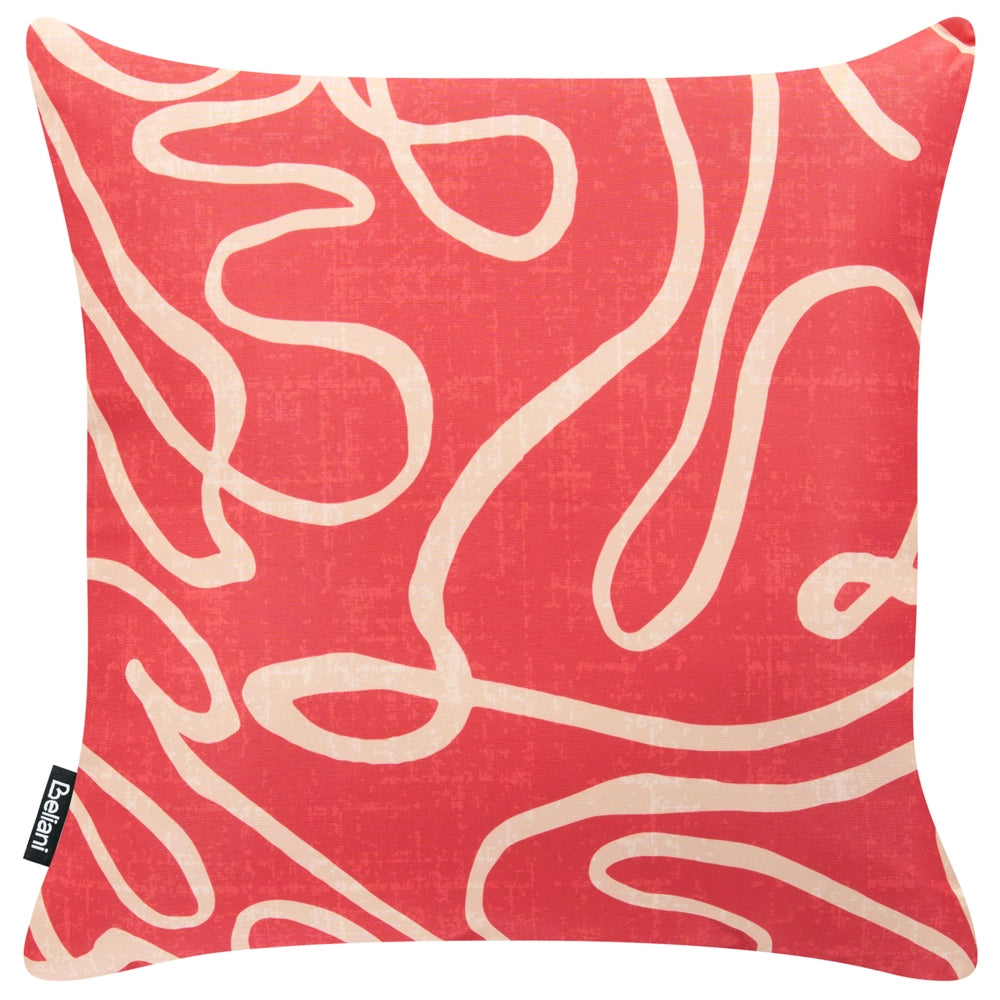 Set di 3 cuscini decorativi da esterno Motivo astratto rossa stile moderno