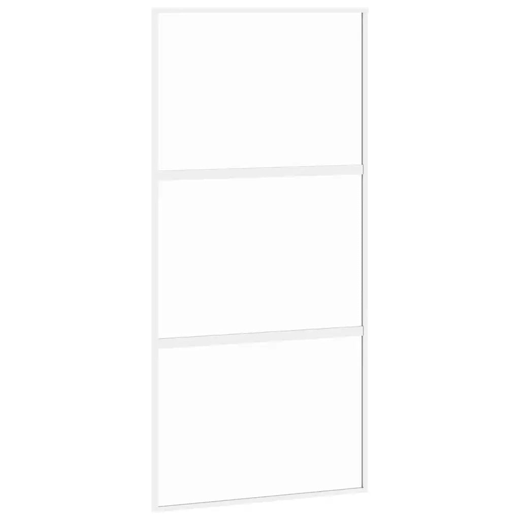 Porta Scorrevole Bianca 102,5x205cm Vetro Temperato e Alluminiocod mxl 107773