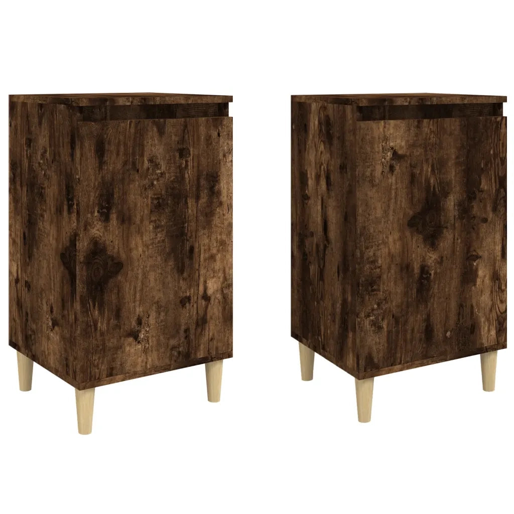 Comodini 2 pz-Set di 2 Tavolino da notte Rovere Fumo 40x35x70 cm in Legno Multistrato 400190