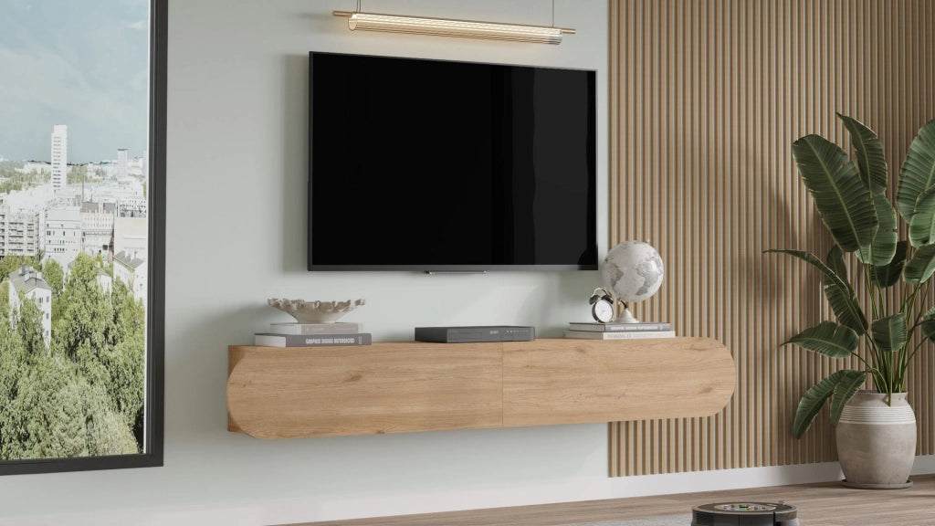 Porta TV in legno "LUM1" - 180 x 31 x 29 cm - Beige