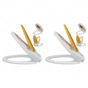 Set di due sedili e coperchi per WC in plastica bianca e gialla 02_0002959