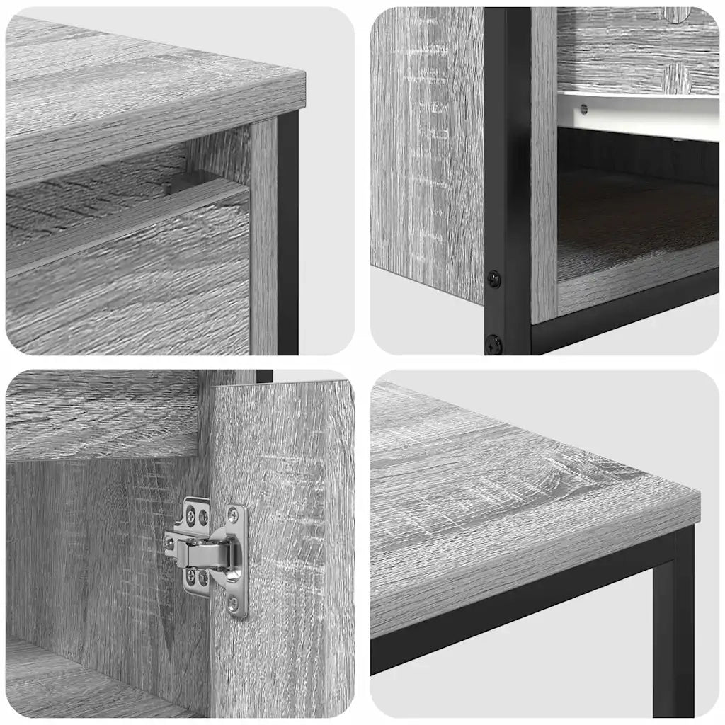 Set di mobili per il Bagno | Armadio da bagno con porta 2 pz Grigio sonoma e Nero