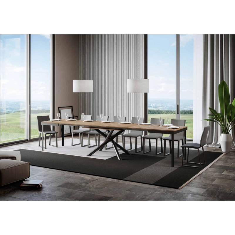 Tavolo allungabile 90x120/380 cm Famas Evolution telaio Antracite - Quercia Natura