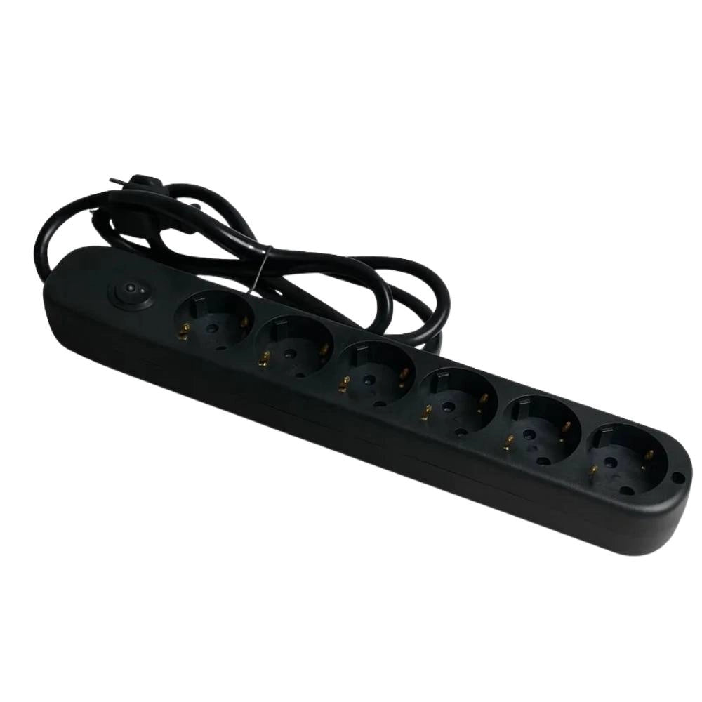 Ecova 30098x multipresa 6 uscite universali con interruttore cavo 1,5m nero 3500w