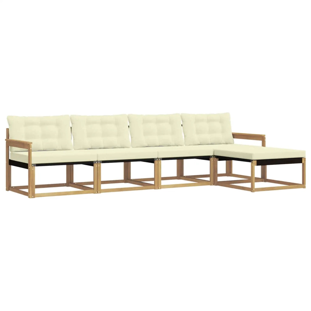 Set di divani da esterno 5 pz Bianco e Crema 3388580
