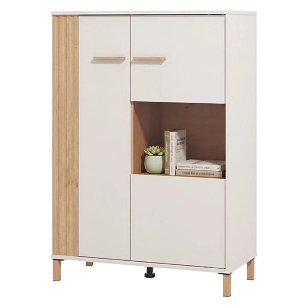 Mobile Espositore Orune, Vetrina 4 Ripiani, 85x40x122h cm Marrone Rovere Nodi