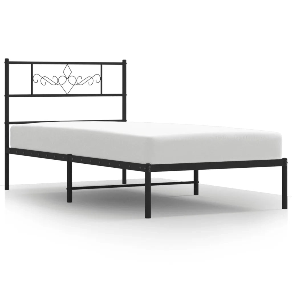 Giroletto con Testiera-Struttura Letto con testiera in Metallo Nero 90x200 cm 224776