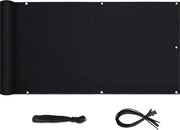 Schermo di privacy per balcone PES inondorziente, resistente al tempo e alla protezione contro vento per recinzione di giardino o balcone, protezione contro sguardi curiosi, con occhielli, cavi in nylon e corda, 0,9×6m nero