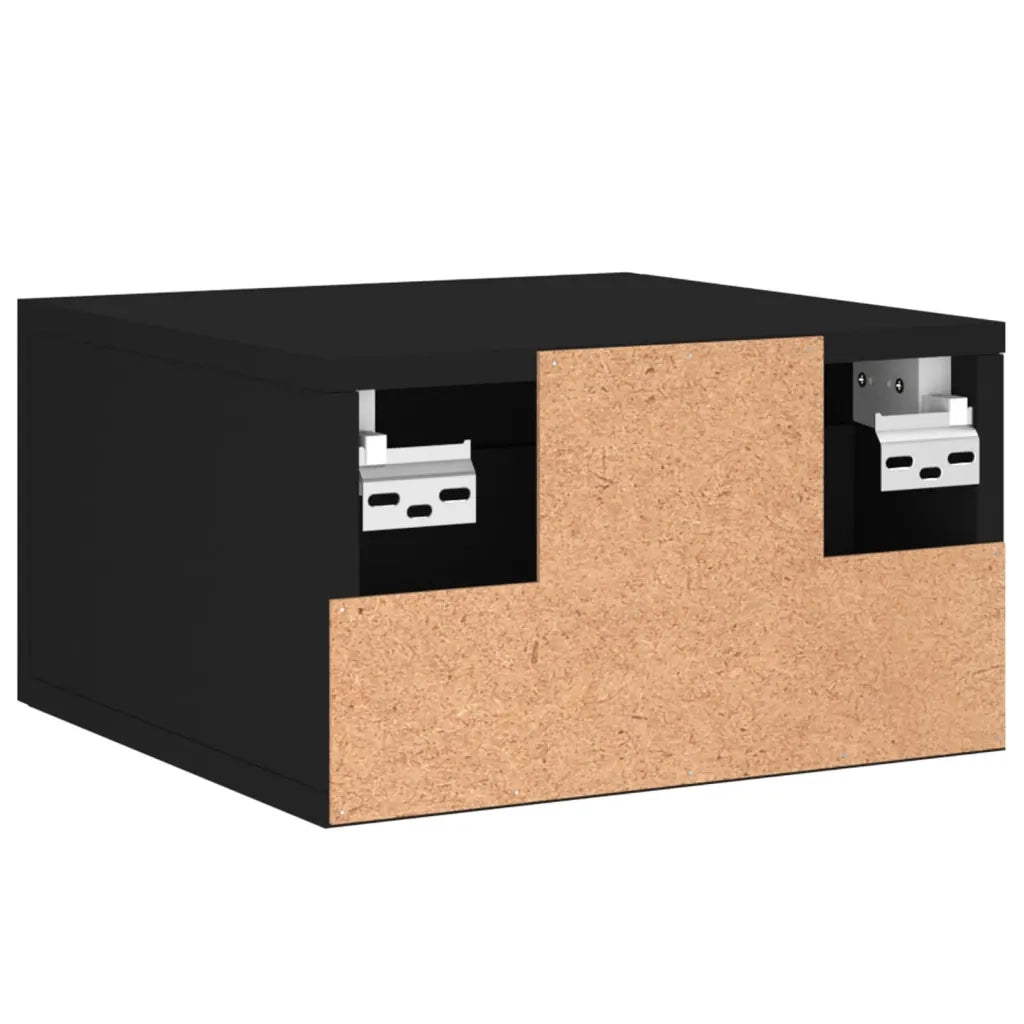 Comodino a Muro-Tavolino da notte sospeso Nero 35x35x20 cm