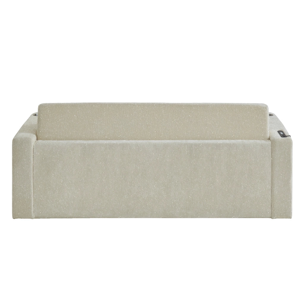 DIVANO LETTO 2-IN-1 CLAPABILE IN CHENILLE BEIGE CON USB E 2 CUSCINI