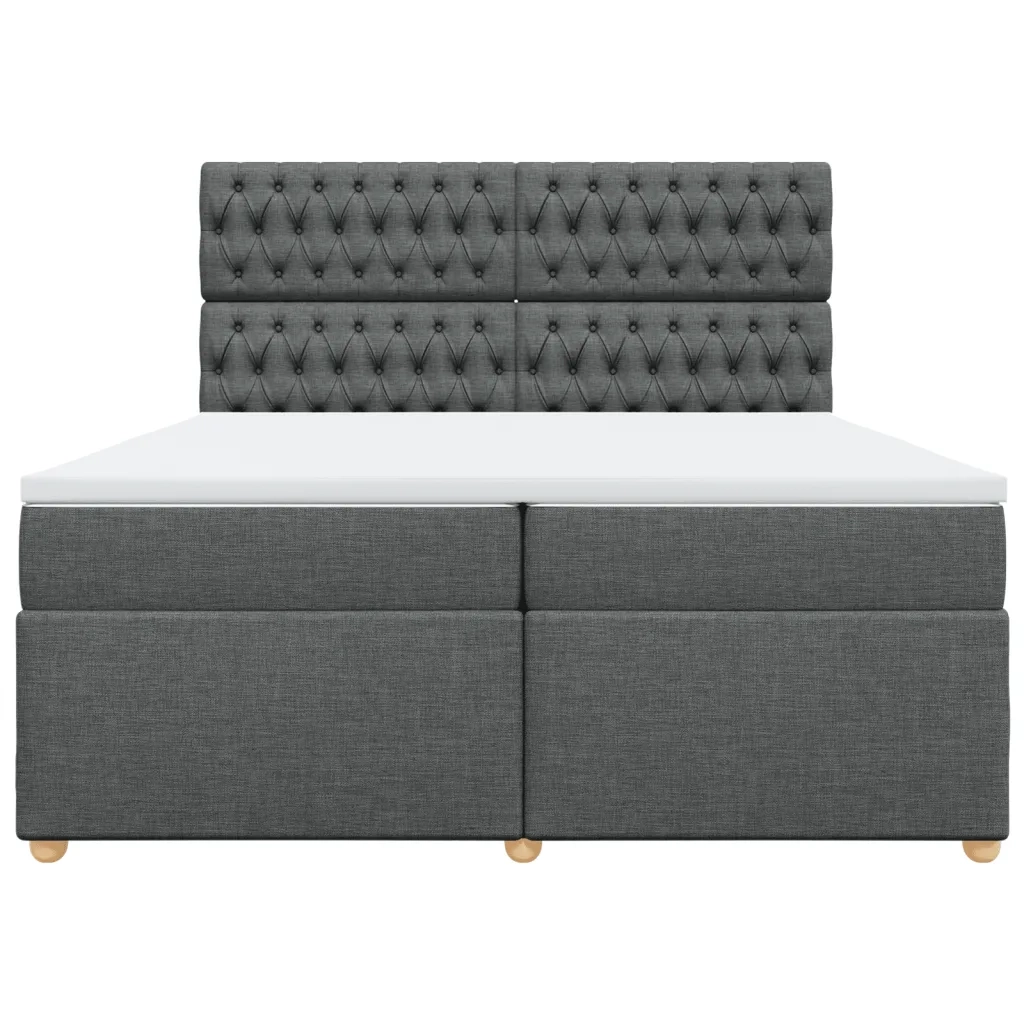 Giroletto a Molle con Materasso Grigio Scuro 200x200 cm Tessuto
