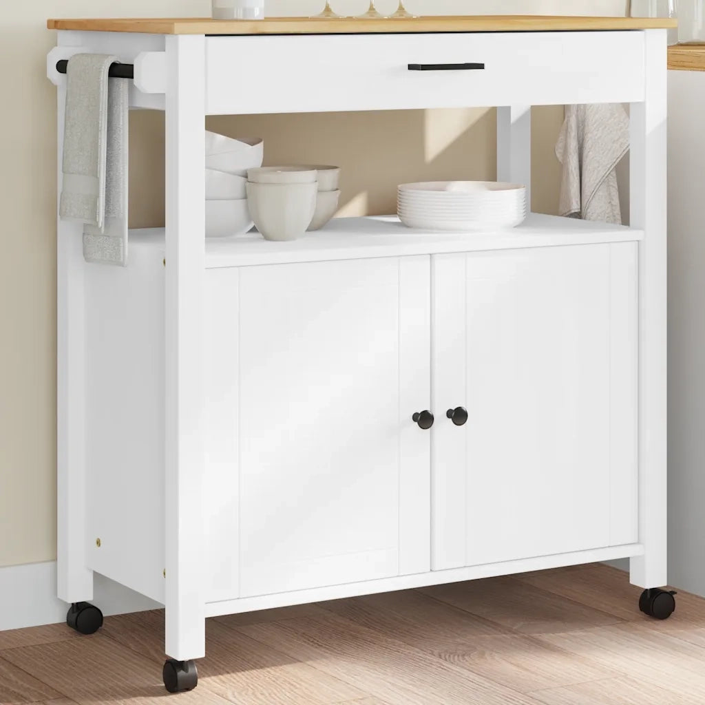Carrello da Cucina-Scaffale per Cucina MONZA 84x40x88,5 cm in Legno Massello di Pino 502511