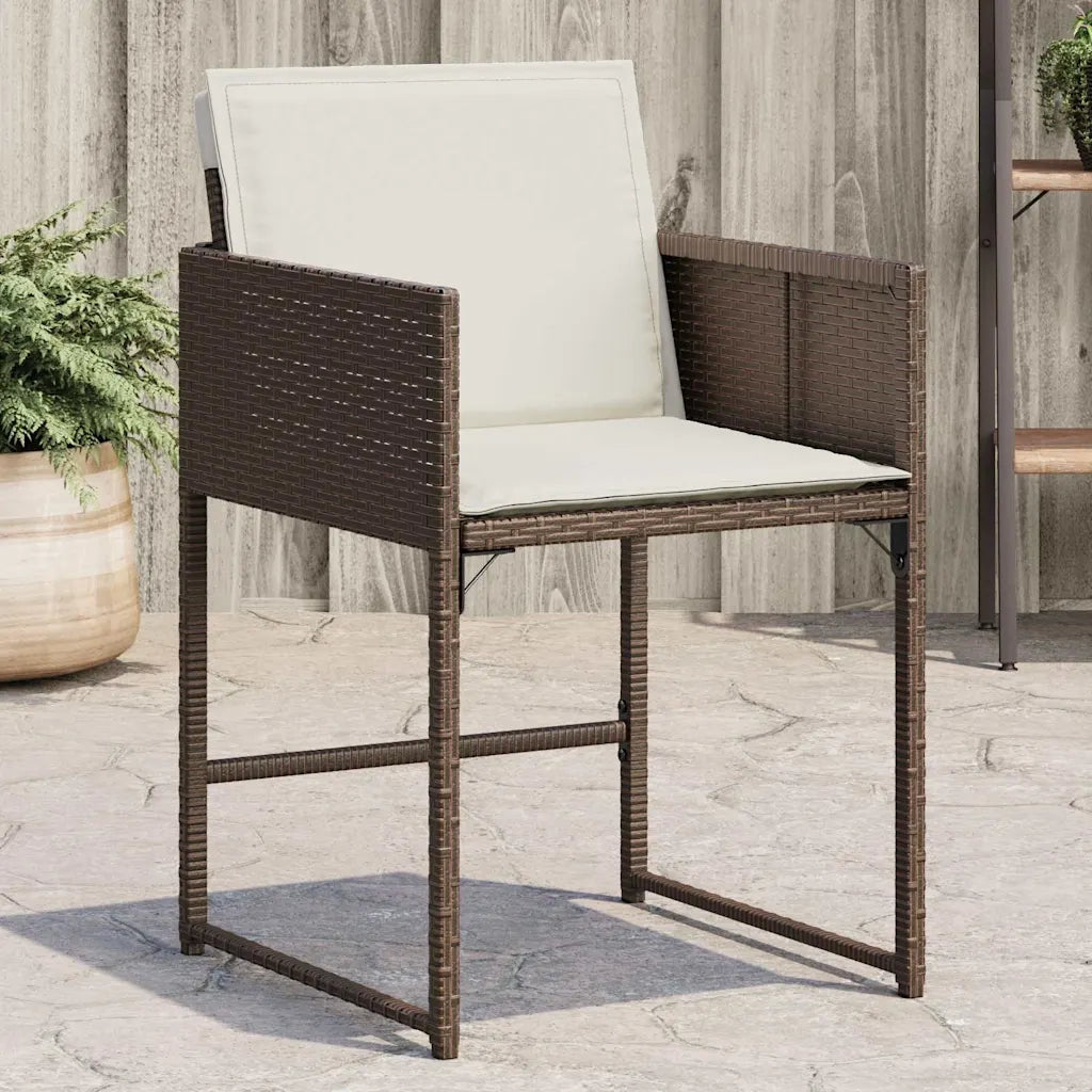 Sedie da Giardino con Cuscini 4 pz | Sedie da Esterno Marroni in Polyrattan