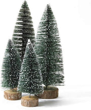 Set di alberi di Natale artificiali in pino di 4 dimensioni con basi in legno per decorazione di Natale da tavolo per ambienti di festa
