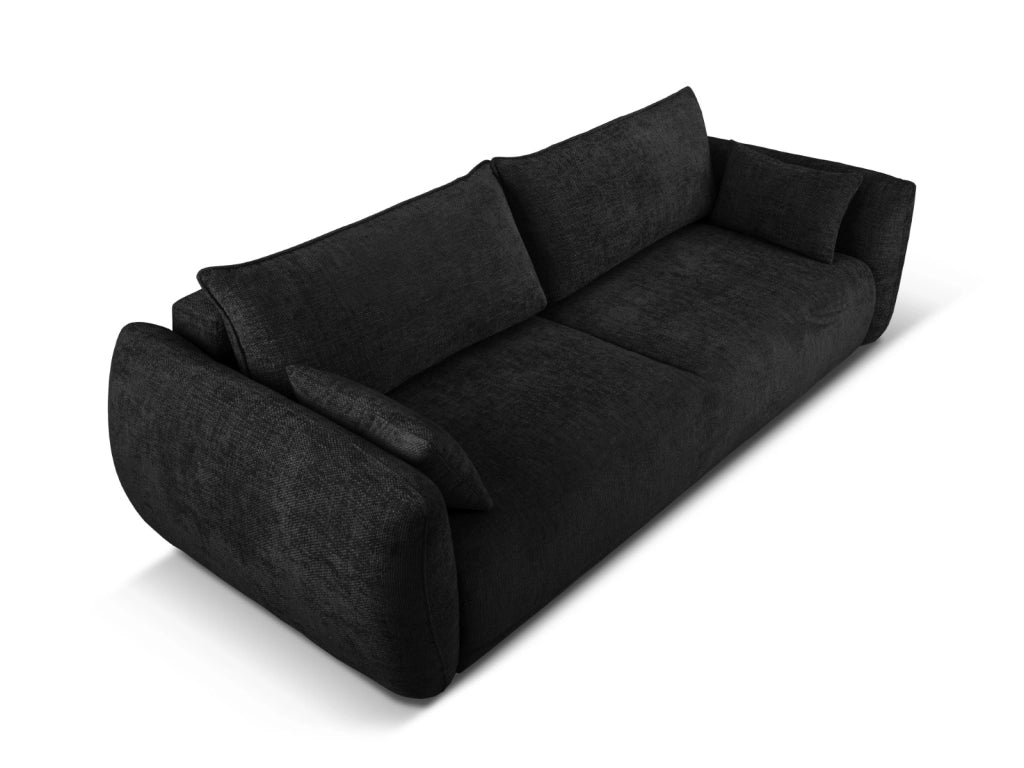 Cosmopolitan Design - Divano convertibile con contenitore "Matera" 3 posti in ciniglia nero 