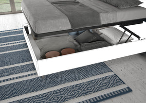 Letto Matrimoniale 160x200 cm con Rete e Contenitore con Testata e Alzata Comoda Imbottito in Microfibra Mados Sabbia