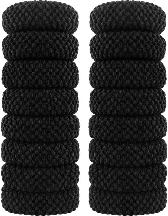 Set di elastici per capelli 16 pezzi, spessi, neri larghi, di cotone elastico, morbidi per donne e ragazze, elastici per capelli per capelli spessi
