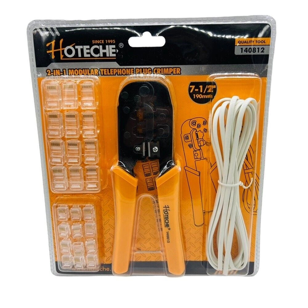 Pinza crimpatrice a cricchetto per plug connettori telefonici RJ11 RJ12 RJ45