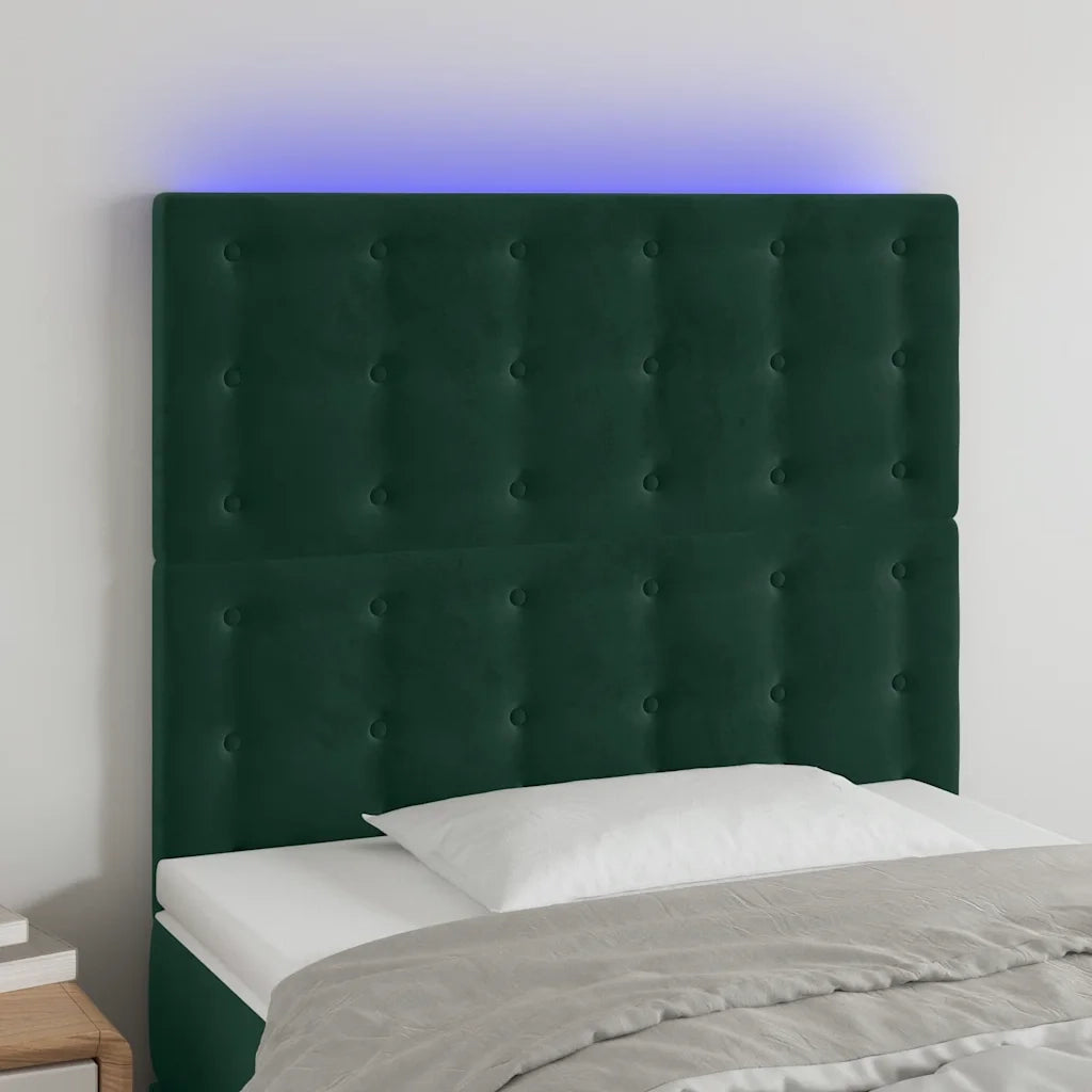 Testiera a LED Verde Scuro 90x5x118/128 cm in Vellutocod mxl 73826