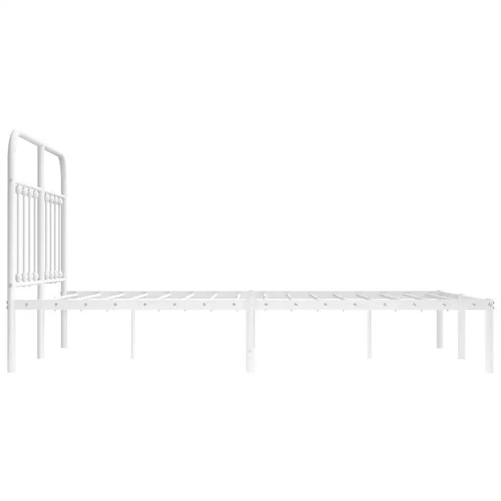 Giroletto con Testiera-Struttura Letto con testiera Metallo Bianco 140x190 cm 491863
