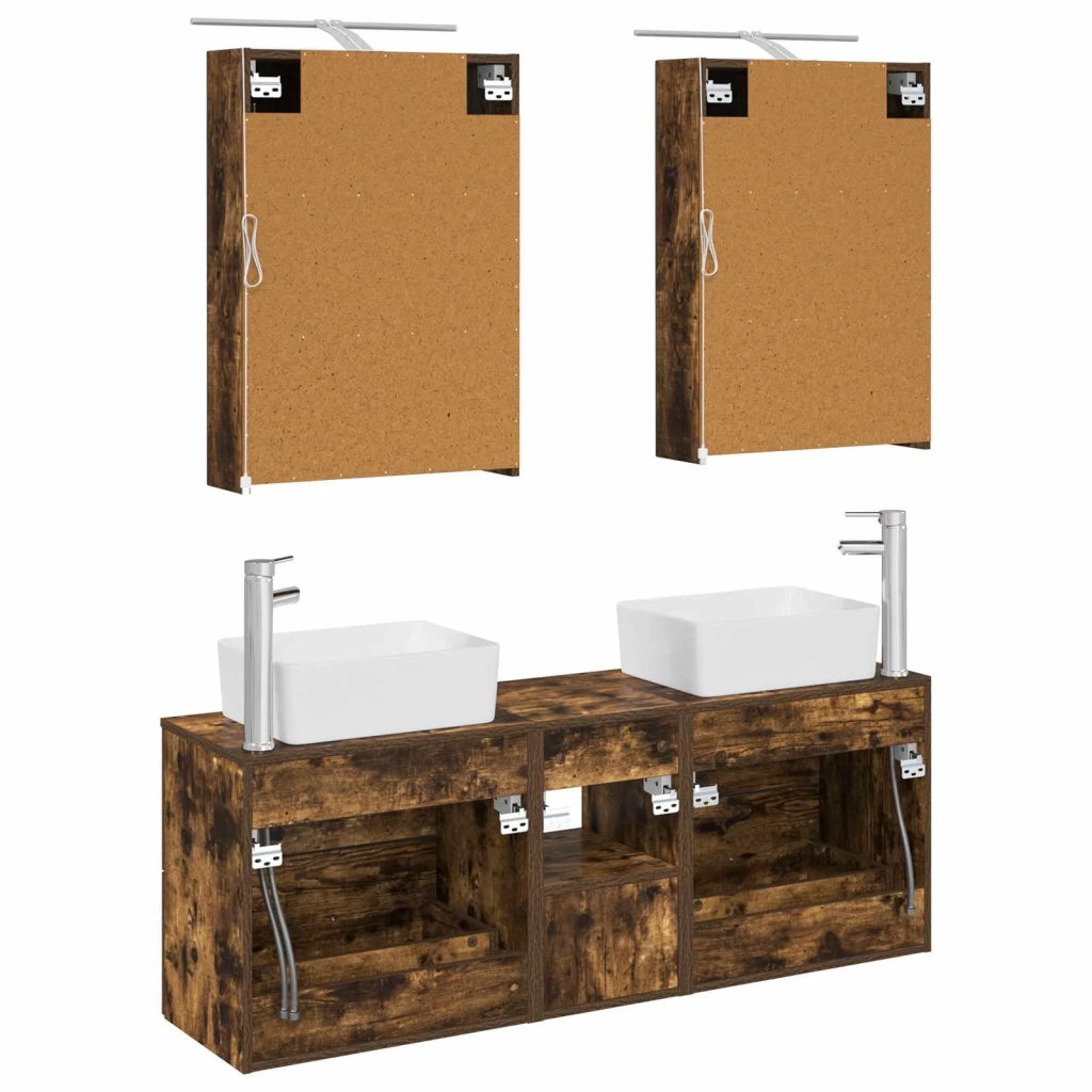 Set di mobili per il bagno 5 pcs Rovere Fumo 3406835