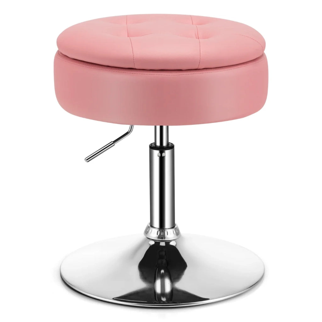 Sgabello girevole a 360° altezza regolabile 51-66 cm con contenitore stile moderno similpelle rosa 20_0014153