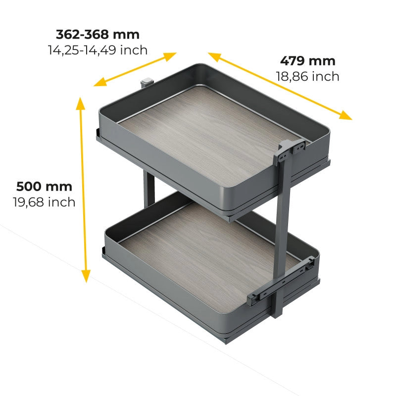 Portabottiglie laterale estraibile Harmony con chiusura soft, Modulo larghezza 150mm altezza 700mm, Acciaio e Legno, G..