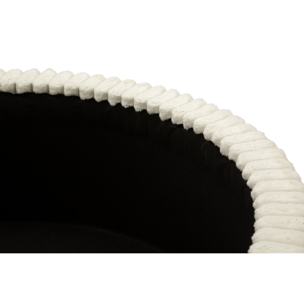 Pouf Goteborg rotondo in tessuto bianco