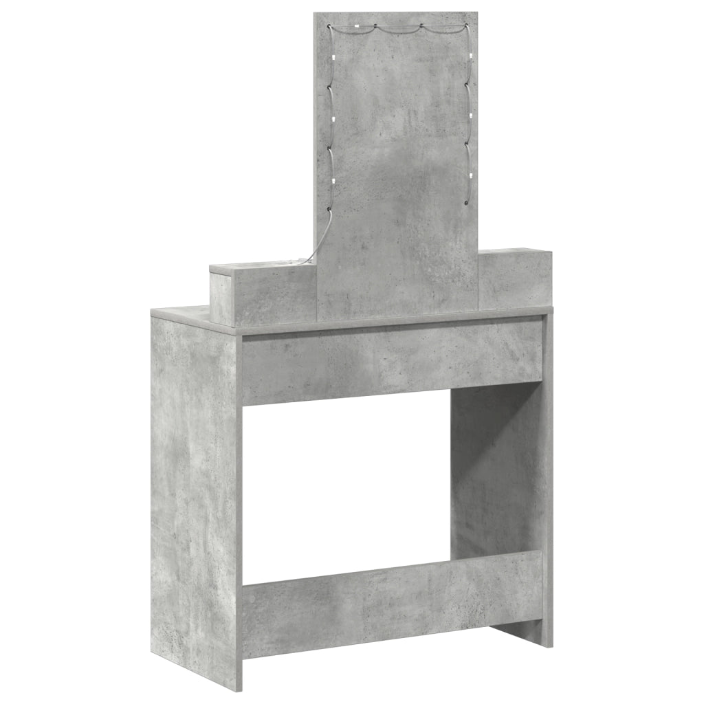 Tavolo da trucco vitaXL con luci LED Grigio cemento 79x41x140 cm