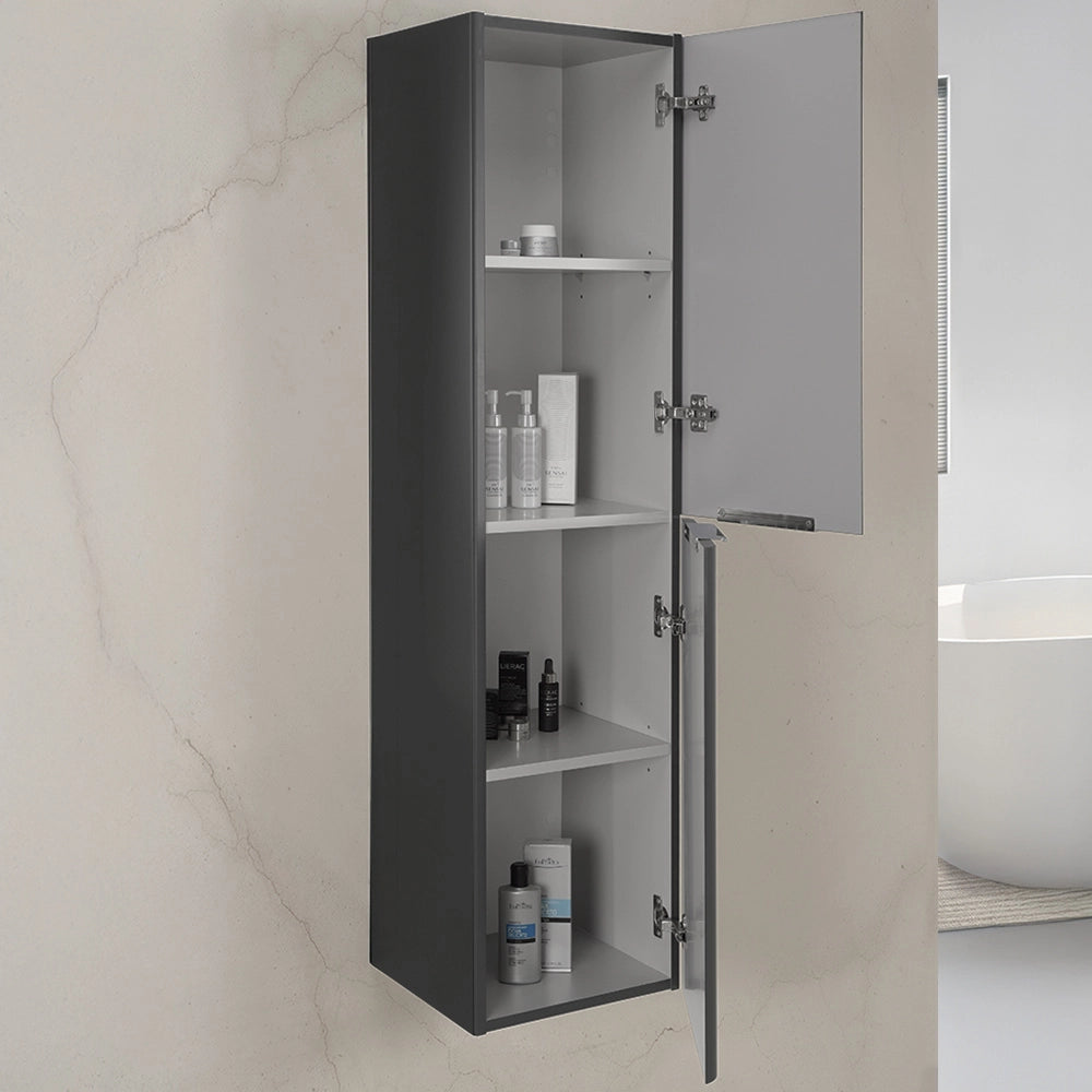 Colonna bagno sospesa 140cm in antracite cannettato a 2 ante Mia