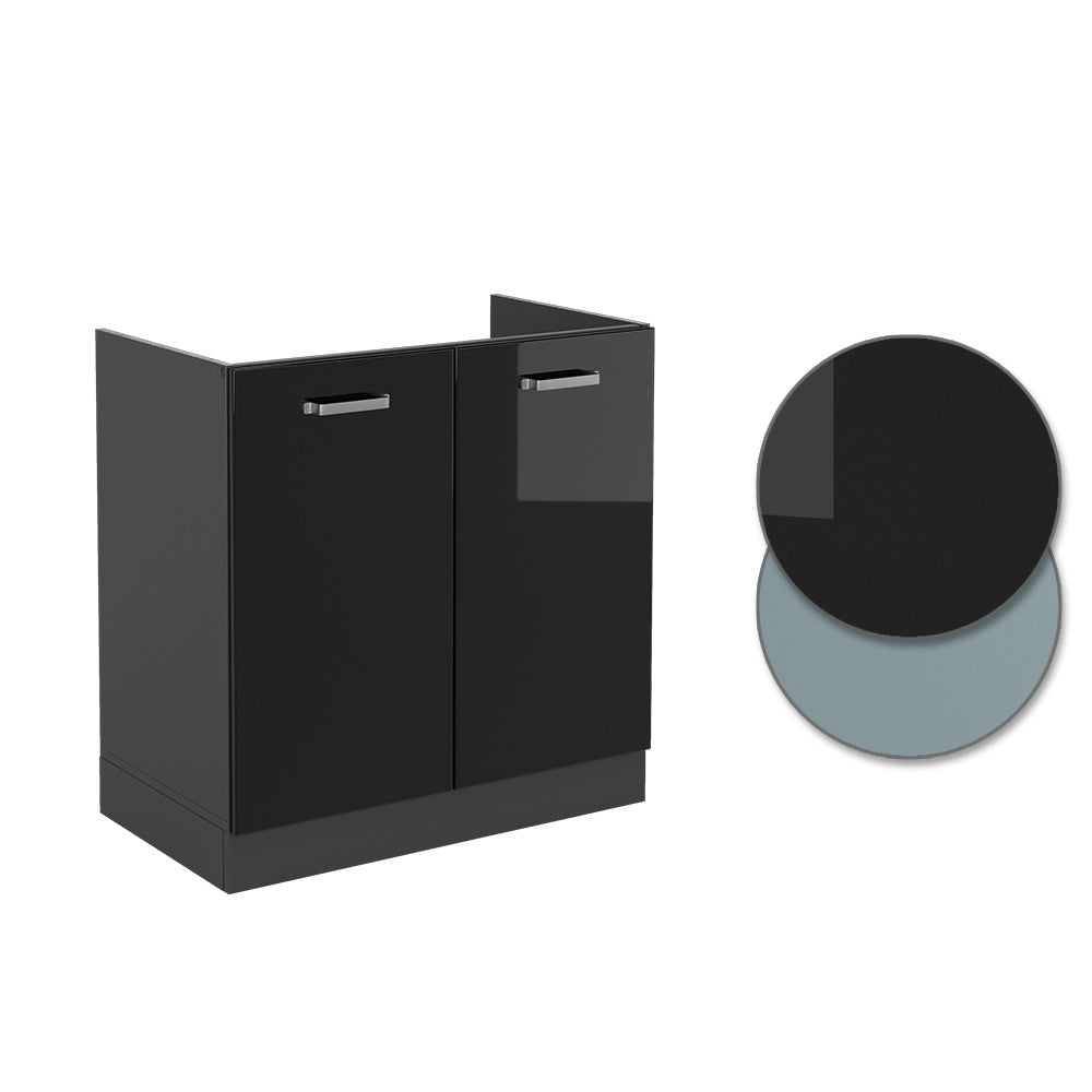 Vicco Mobile lavello cucina Nero lucido 80 cm senza piano di lavoro
