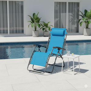 Sedia Sdraio Zero Gravity Reclinabile Pieghevole 88x65x110 h cm in Textilene Blu