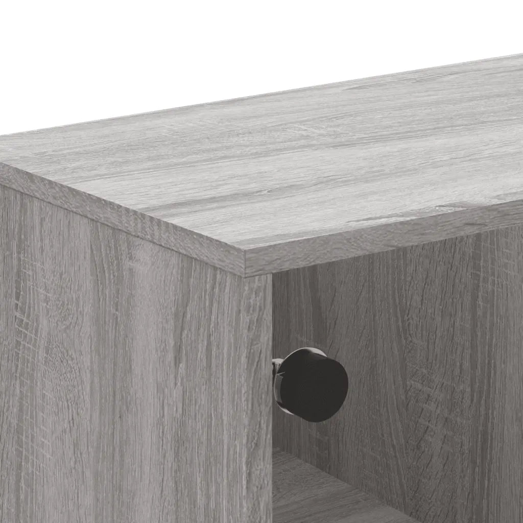 Tavolino Salotto con Ante in Vetro Grigio Sonoma 68,5x50x50 cm
