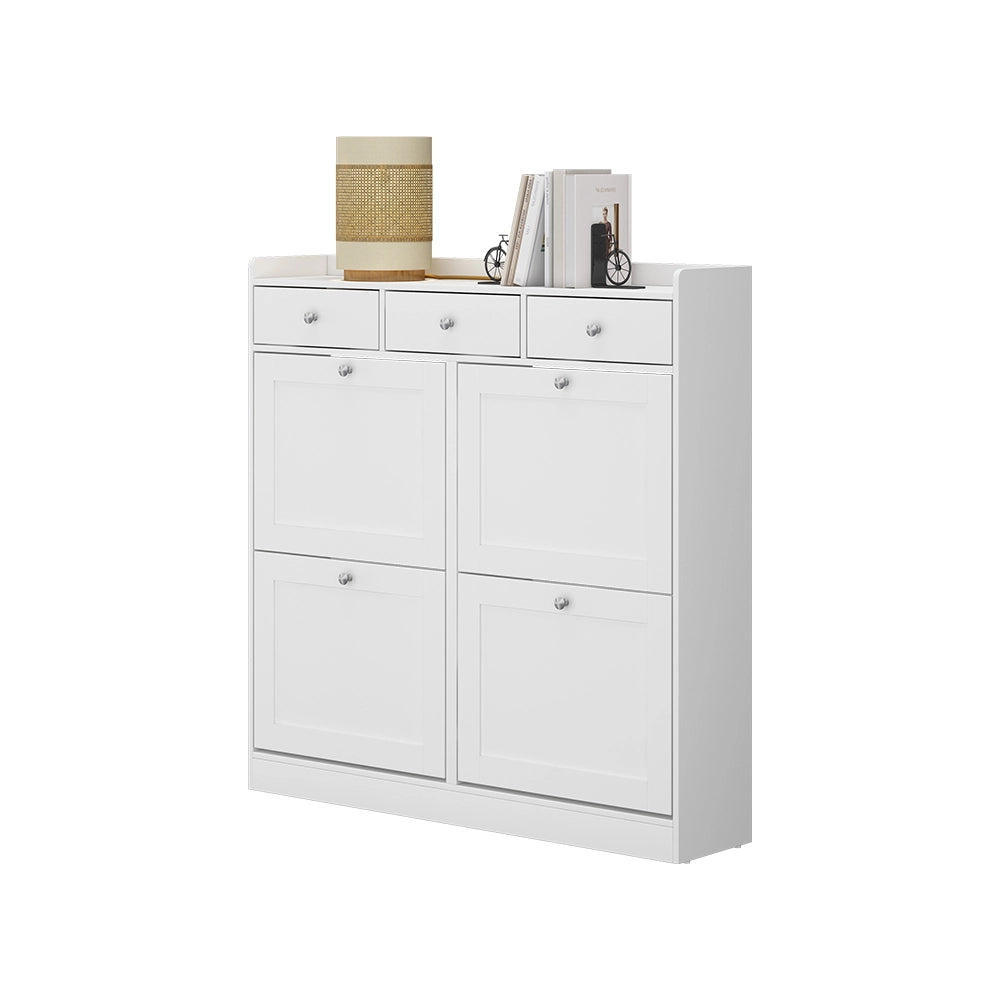 Vicco Scarpiera da ingresso Bianco 100 x 99.5 cm con 3 cassetti e 4 scomparti pieghevoli